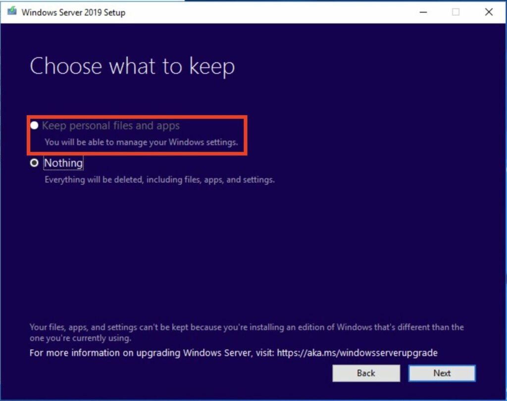 Your files, apps, and settings can't be kept because you're installing an edition of windows that's different than the one you're currently using